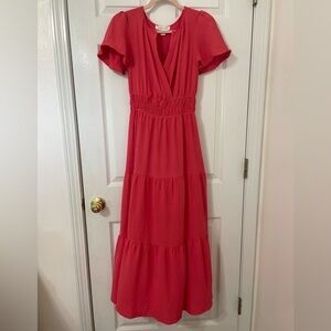 Coral Tiered Maxi Dress